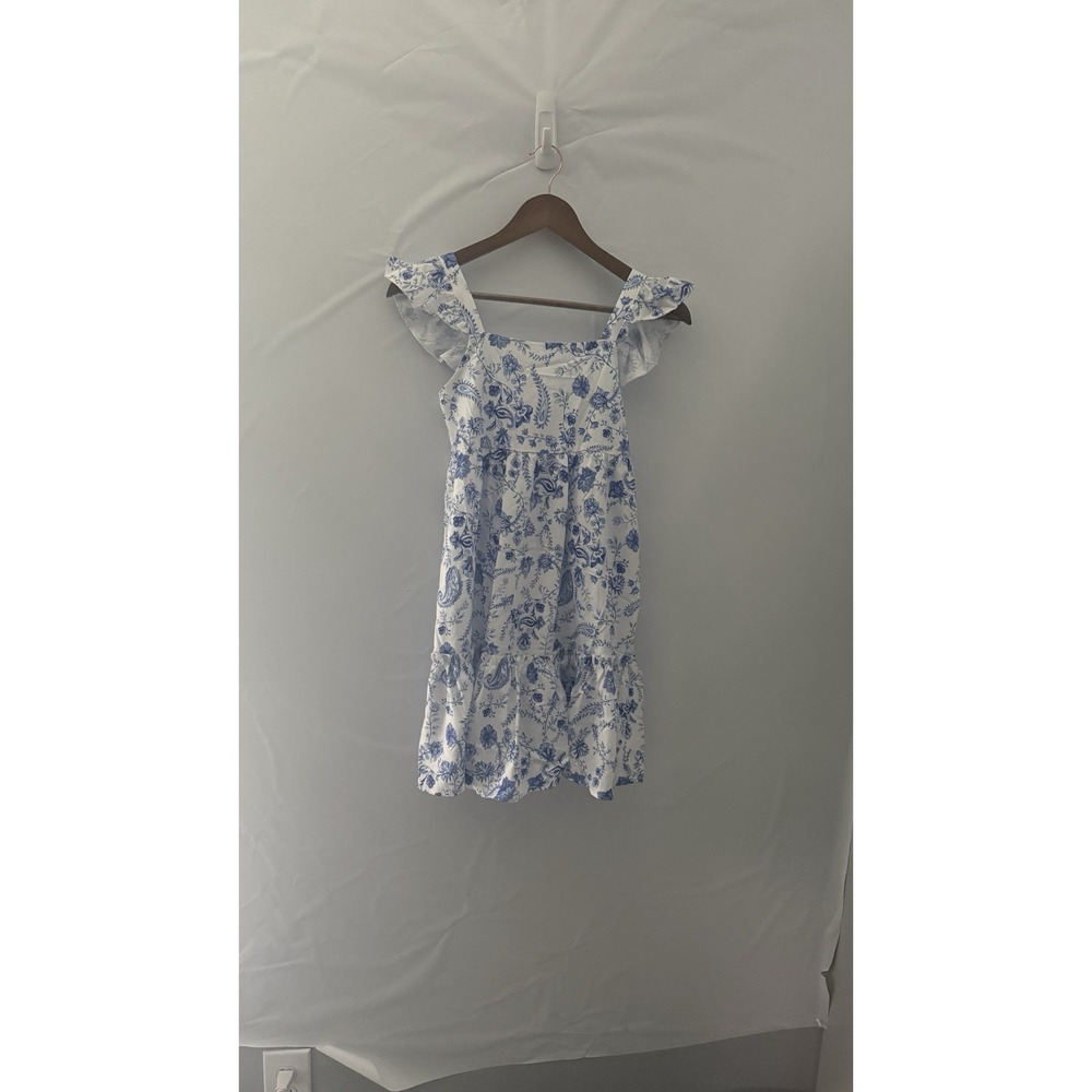 Girls Dress NWT For 10Y By Grace Karin Blue and White Stretch In Back With Tie